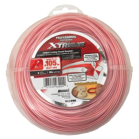 ARNOLD XTREME Professional Trimmer Line, 0105 in Dia, 90 ft L, Monofilament WLX-H105